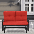 thumbnail image 1 of SOLAURA 2-Person Outdoor Swing Glider Chair Bench Love Seat Cushioned Sofa,Red, 1 of 8