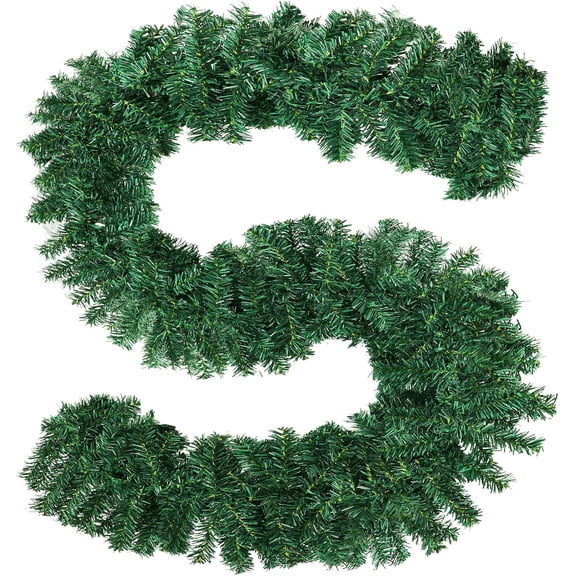 SOLAURA 20pcs 9ft Unlit Green Christmas Pine Garland, Holiday Decor for Outdoor or Indoor Use: Wedding Parties, Doorways, & Stairs