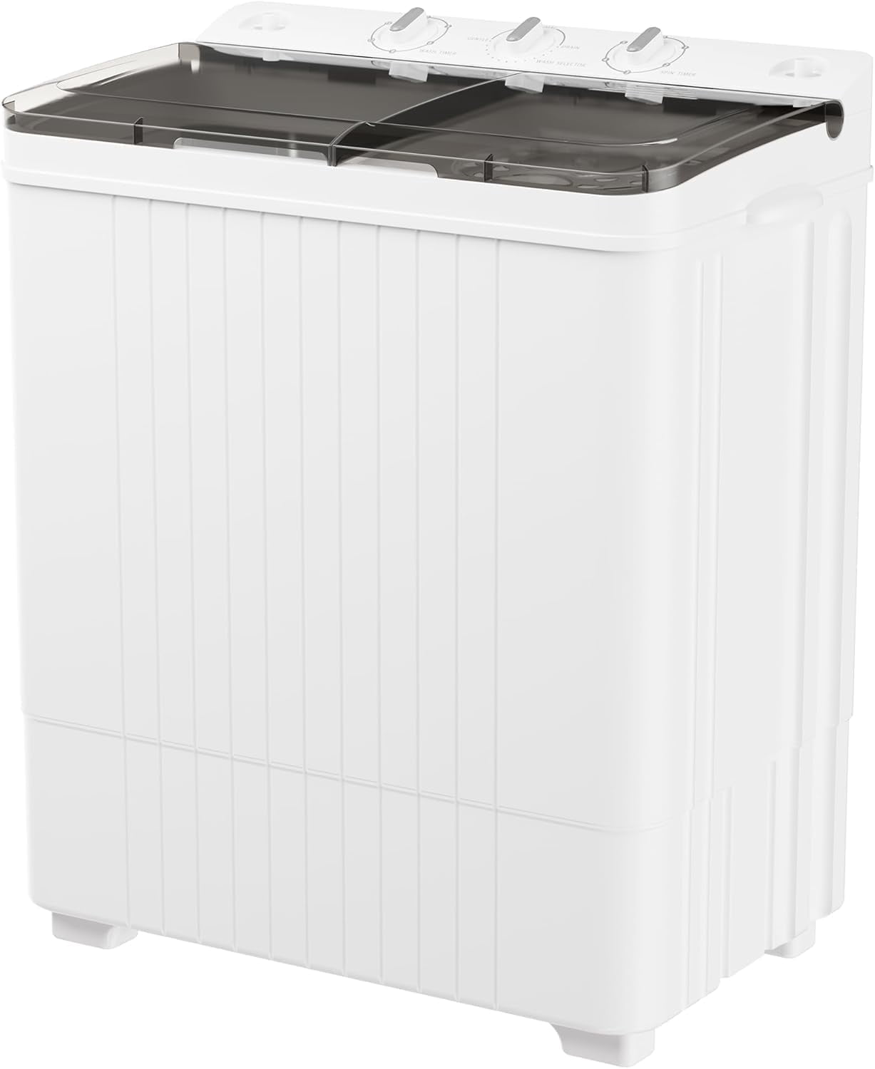 SOLAURA 26LBS Portable Washing Machine, Twin Tub Compact Washer, 15LBS Washer and 11LBS Spinner Combo, Semi-Automatic Laundry Washer for Dorms, Apartments, and RVs,  Grey