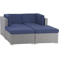 thumbnail image 1 of SOLAURA 4-Piece Outdoor Daybed Patio Gray Wicker Sectional Sofa Set with Navy Blue Cushions, 1 of 7