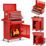 SOLAURA 8-Drawer Rolling Tool Chest Metal Tool Box Lockable Storage Cabinet with Wheels, Red