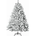thumbnail image 1 of SOLAURA 6FT Snow Flocked Artificial Christmas Tree, Unlit Xmas Tree with 800 Branch Tips and Metal Stand for Holiday Decoration, 1 of 9
