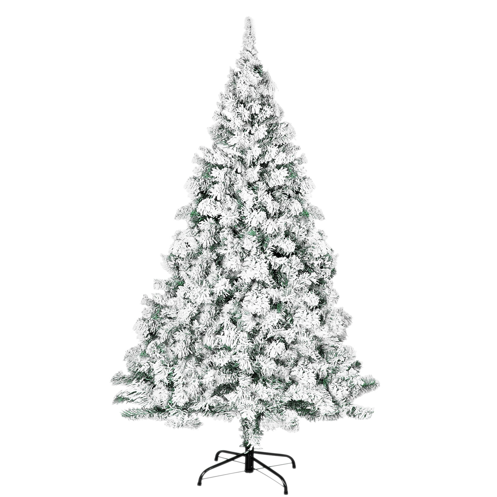 SOLAURA 6ft Snow Flocked Christmas Tree Hinged Artificial Unlit Tree