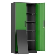 SOLAURA 71 Metal Garage Storage Cabinet with Locking Doors and Adjustable Shelves for Home, OfficeBlack Green