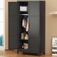 thumbnail image 1 of SOLAURA 71" Tall Metal Armoire Wardrobe Cabinet with 2 Doors, Wardrobe Closet with Hanging Rod and Adjustable Shelves, Freestanding Closet for Home Living/Laundry Room/Department (Black), 1 of 8