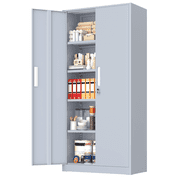 SOLAURA 71 in Tall Metal Garage Storage Cabinet with Locking Doors and Adjustable Shelves for Home, Office, ClassroomDark Gray
