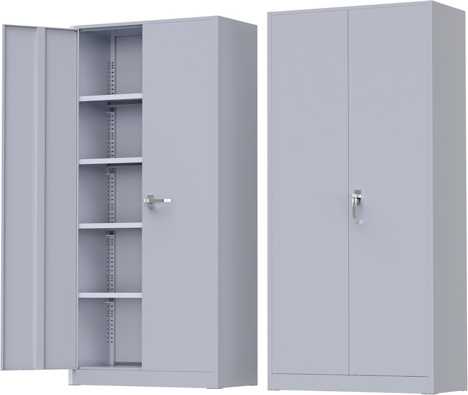 SOLAURA 72 inches Tall Metal Garage Storage Cabinets, Lockable Steel Storage Cabinet with Doors and Adjustable Shelves for Office, Home, Shops, Garage, Assembly Required, Cement Gray