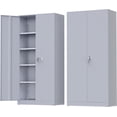 thumbnail image 1 of SOLAURA 72 inches Tall Metal Garage Storage Cabinets, Lockable Steel Storage Cabinet with Doors and Adjustable Shelves for Office, Home, Shops, Garage, Assembly Required, Cement Gray, 1 of 7
