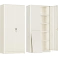thumbnail image 1 of SOLAURA 72 inches Tall Metal Garage Storage Cabinets, Lockable Steel Storage Cabinet with Doors and Adjustable Shelves for Office, Home, Shops, Garage, Assembly Required, Warm Gray, 1 of 7