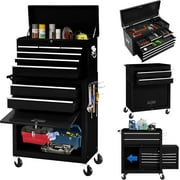 SOLAURA 8-Drawer Rolling Tool Chest Metal Tool Box Lockable Storage Cabinet with Wheels, Black