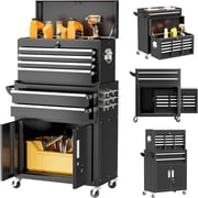 SOLAURA 8-Drawer Rolling Tool Chest Metal Tool Box Lockable Storage Cabinet with Wheels, Black