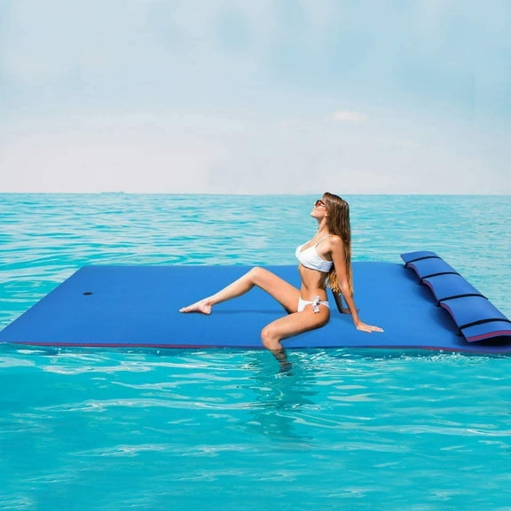 SOLAURA 9'x6' Water Floating Mat Foam Lily Pad Water Recreation for Lake, Pool, Beach, Ocean (Blue)