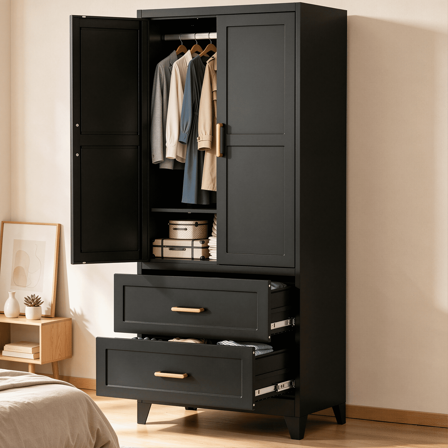 Black - with 2 Drawers