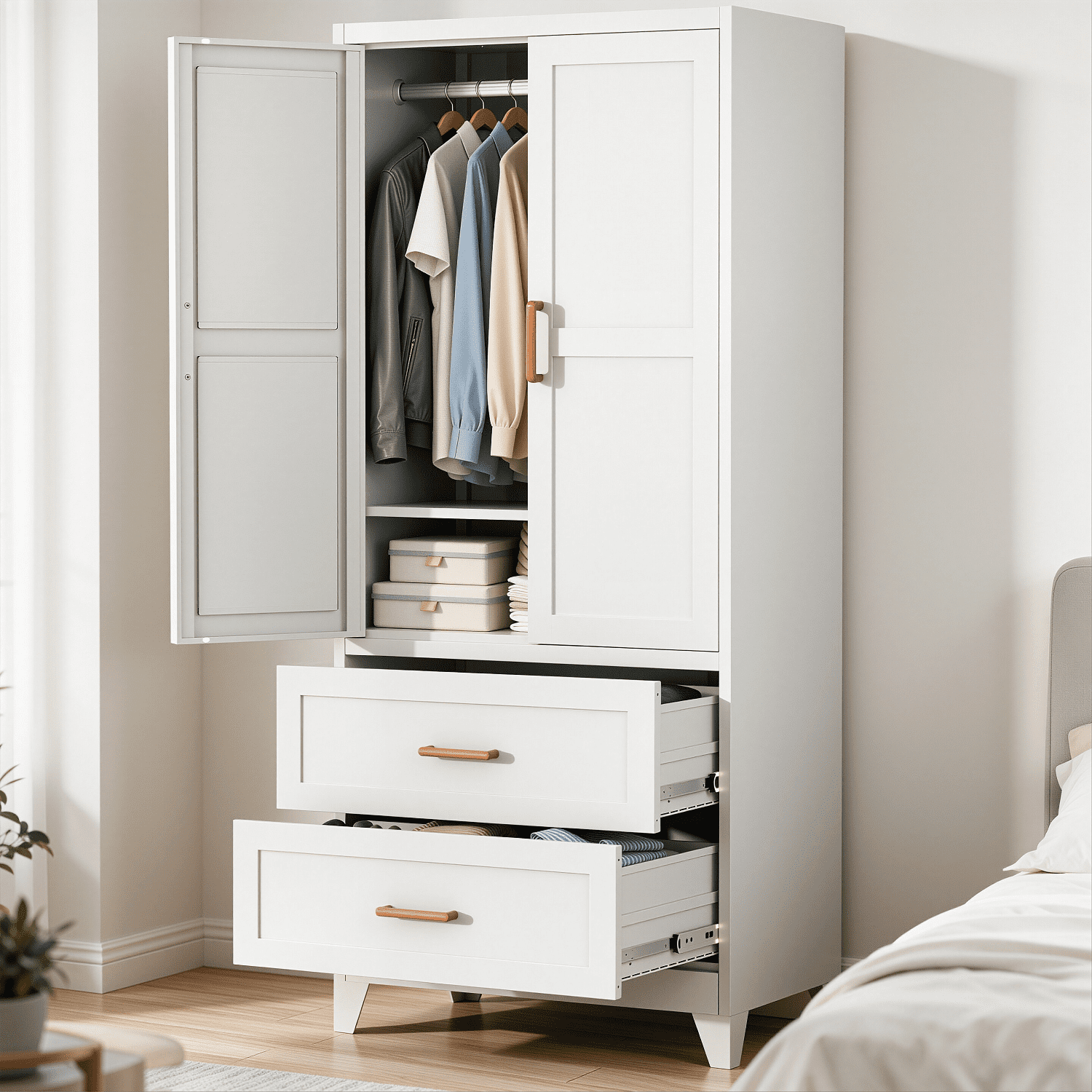 White - with 2 Drawers