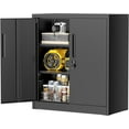 thumbnail image 1 of SOLAURA Metal Storage Cabinet with Locking Doors and 2 Adjustable Shelves, 36"H x 32"W x 16"D Office Cabinet for Home, Garage, Warehouse(Black), 1 of 9