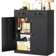 thumbnail image 1 of SOLAURA Metal Storage Cabinet with 2 Drawers,36" Black Metal Cabinets with Locking Doors and Adjustable Shelves for Home Office, Garage, Apartment, 1 of 6