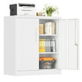 thumbnail image 1 of SOLAURA Metal Storage Cabinet with Locking Doors and 2 Adjustable Shelves, 36"H x 32"W x 16"D Office Cabinet for Home, Garage, Warehouse(White), 1 of 8