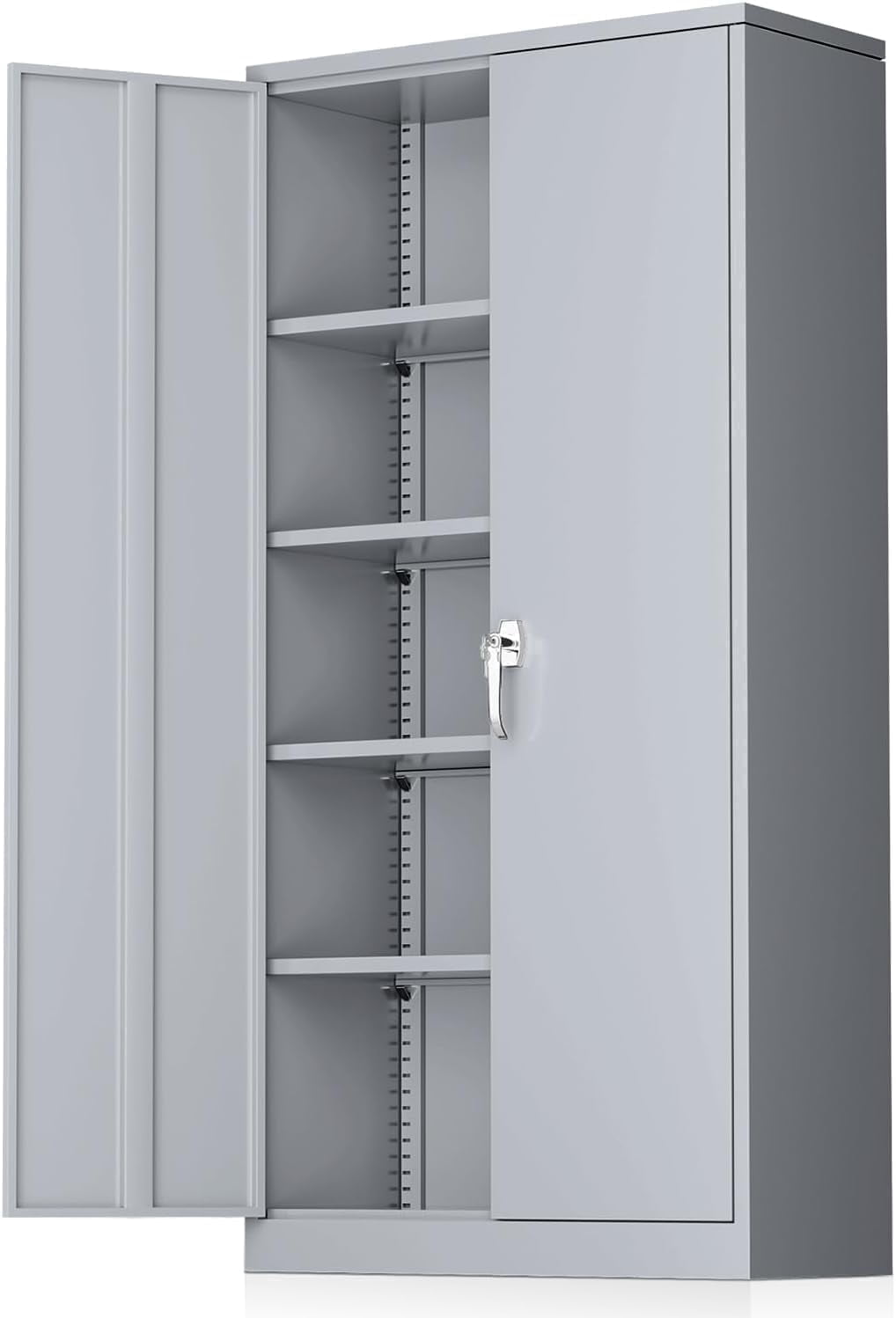 SOLAURA Metal Storage Garage Cabinets with Locking Doors and Adjustable Shelves, 72 inch Tall Steel Storage Cabinet for Office, Home (Cement Grey)