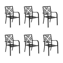 SOLAURA Outdoor Dining Chairs Patio Metal Stackable Chairs Set of 6, Black