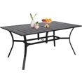 SOLAURA Outdoor Dining Table Patio Metal Rectangle Bistro Table for 6Person with Umbrella Hole