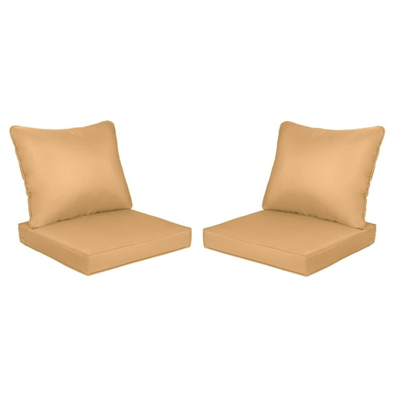 SOLAURA Outdoor Deep Seat Chair Cushions Set of 4, 24" x 24" Patio Seat Cushions for Chair, Sofa, and Couch, Brown(Set of 2 Seat Cushions and 2 Back Cushions)