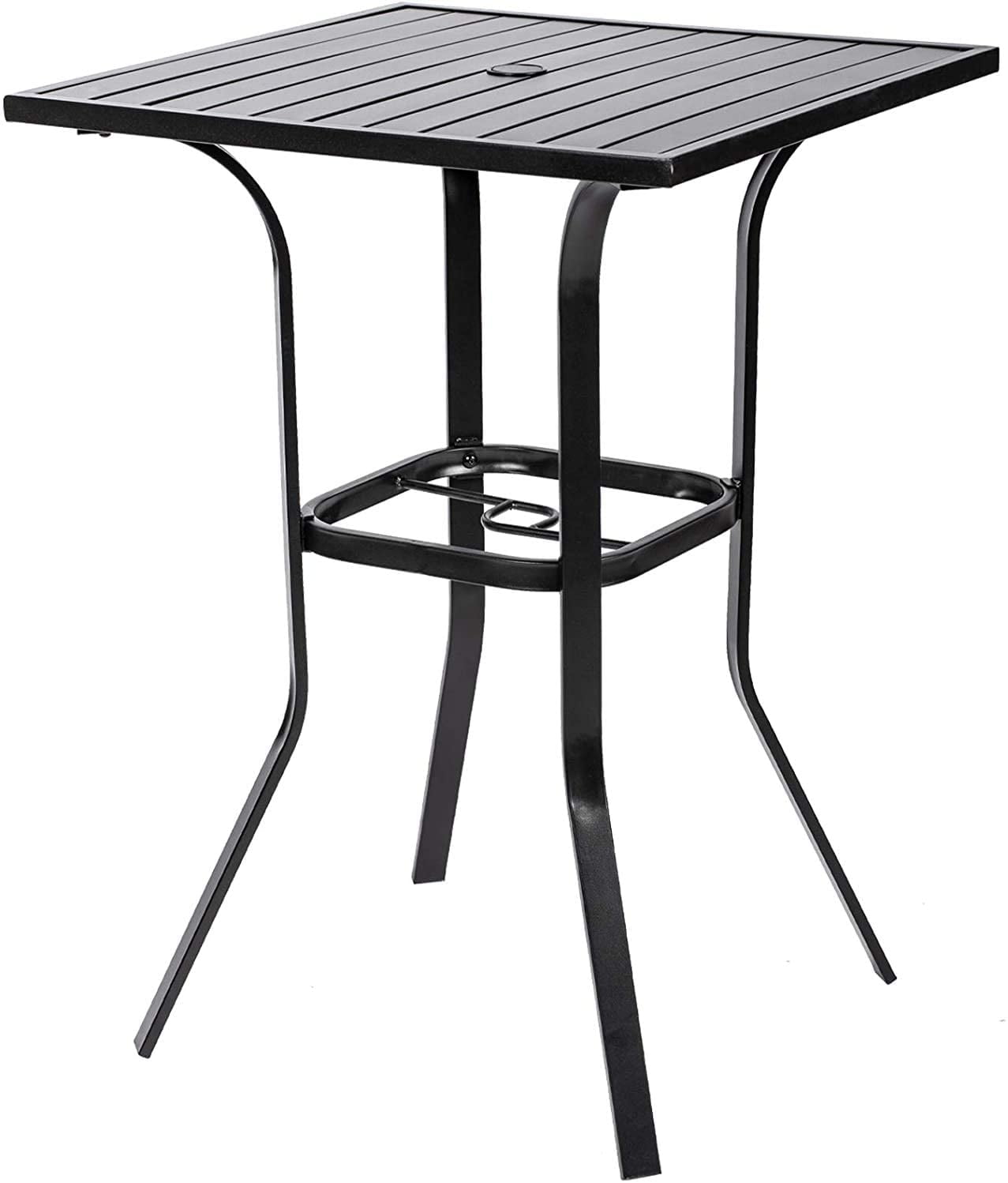 SOLAURA Outdoor Patio Bar Height Table Metal Bistro Table with Umbrella
