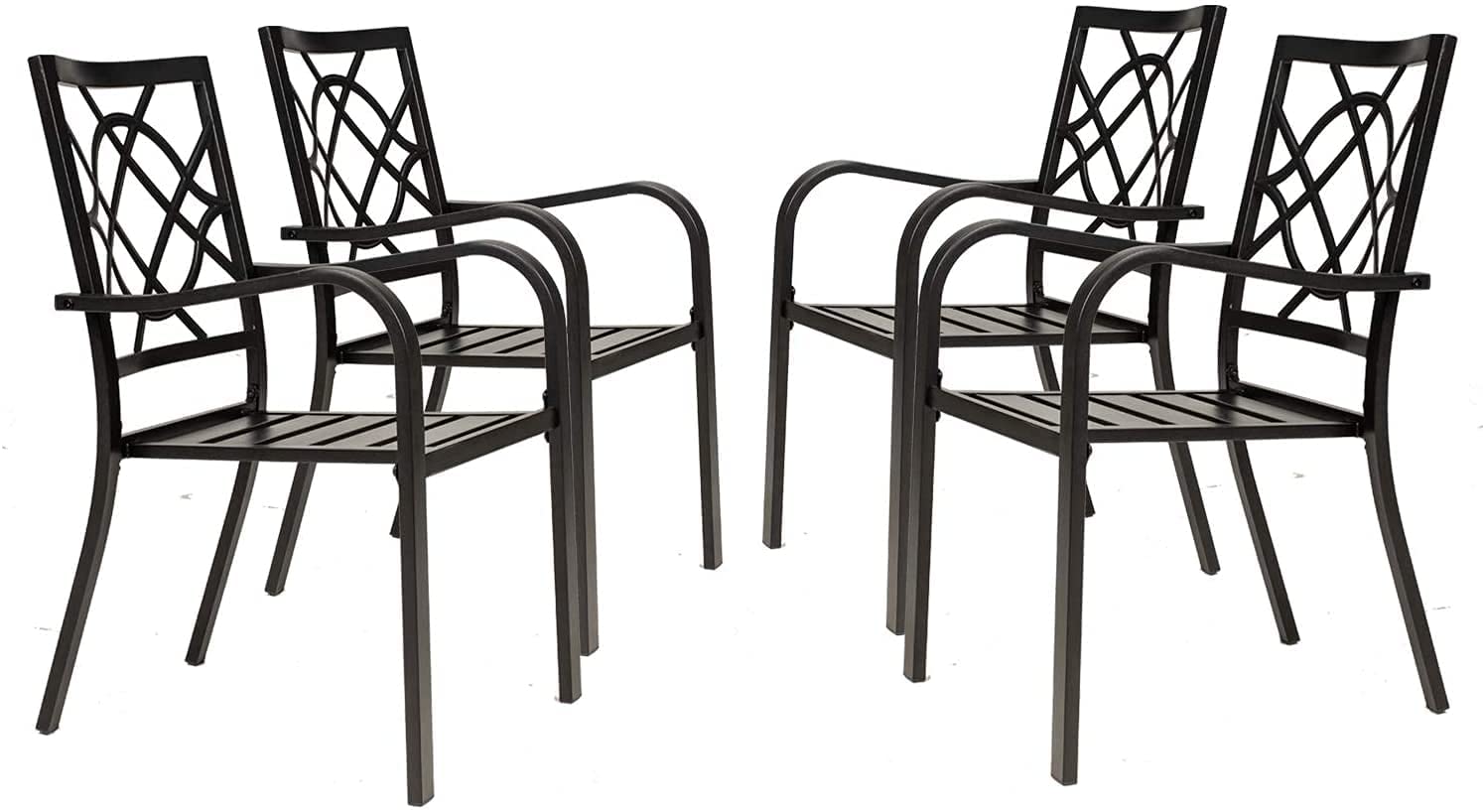 SOLAURA Outdoor Patio Stackable Wrought Iron Dining Chairs Set of 4- Black - image 1 of 7