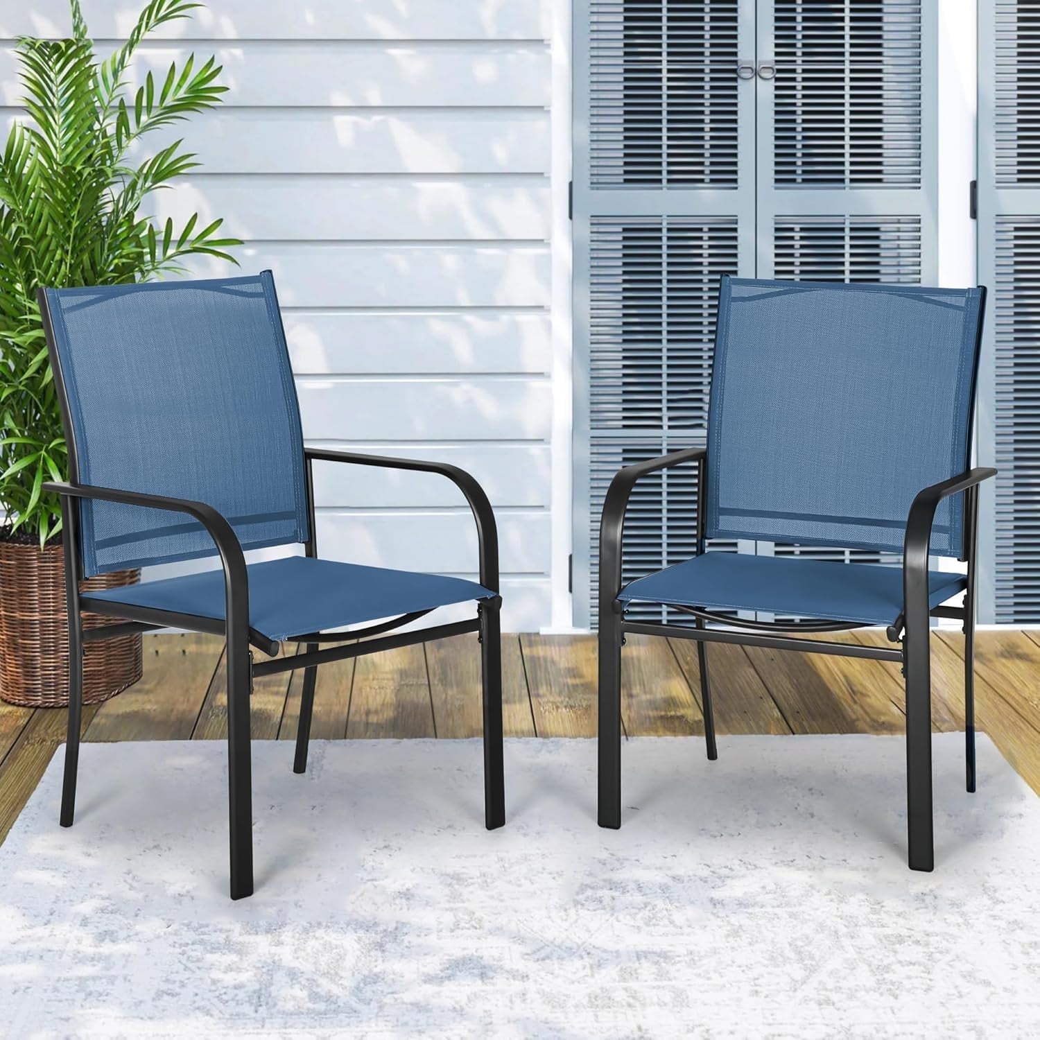 Sling Patio Furniture Blue Stackable Patio Chairs SOLAURA Patio - Main Image