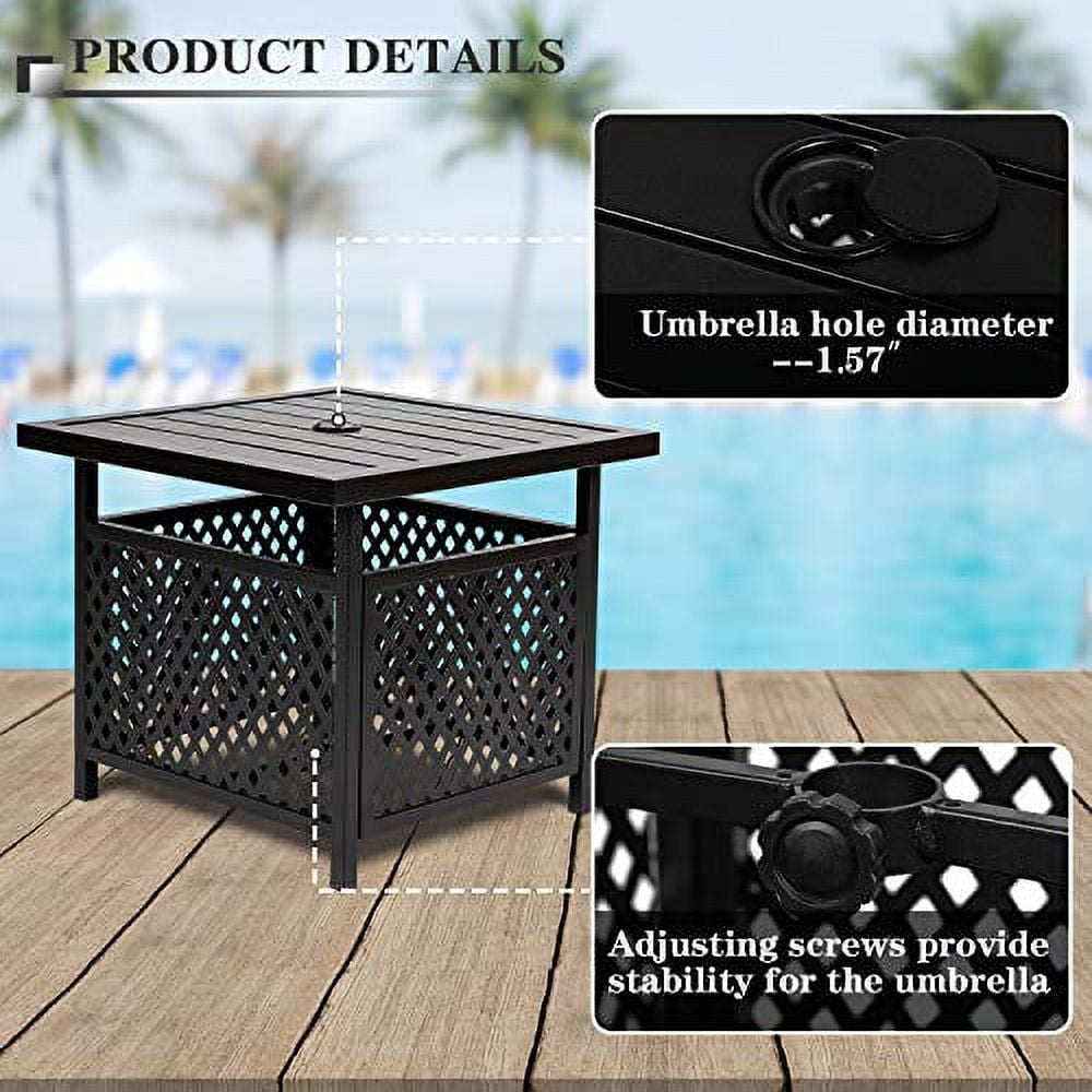SOLAURA Patio Side Table with 1.57" Umbrella Hole, Square Outdoor Patio ...