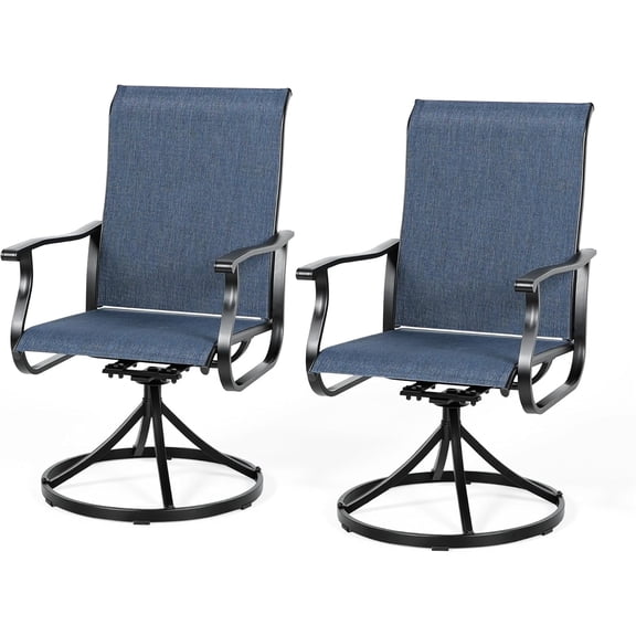 SOLAURA Patio Swivel Rocker Dining Chairs Set of 2, Outdoor Textilene Chairs for Porch, Garden, Backyard, Deck, and Lawn, Blue