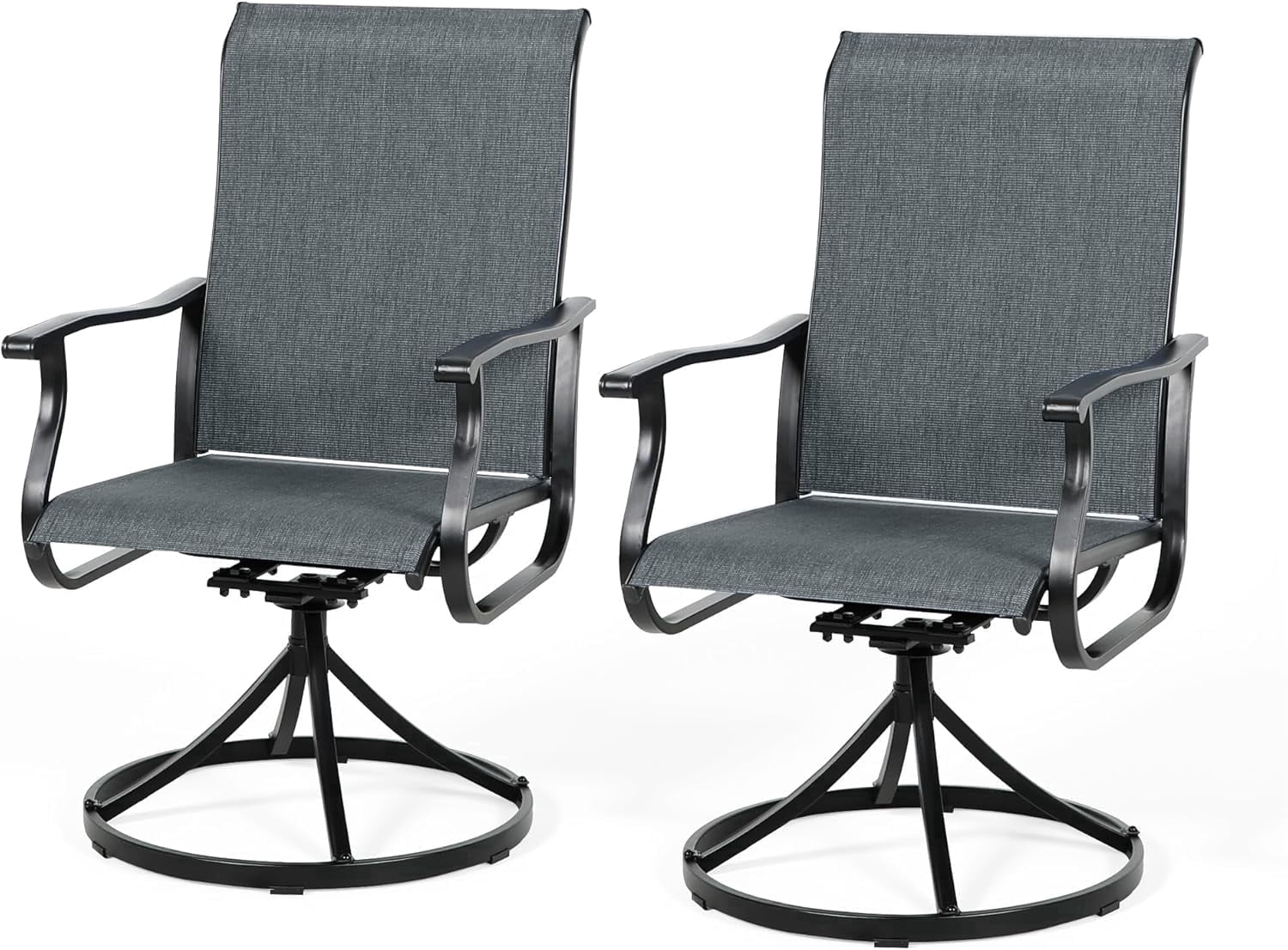 SOLAURA Patio Swivel Rocker Dining Chairs Set of 2, Outdoor Textilene Chairs for Porch, Garden, Backyard, Deck, and Lawn, Dark Gray