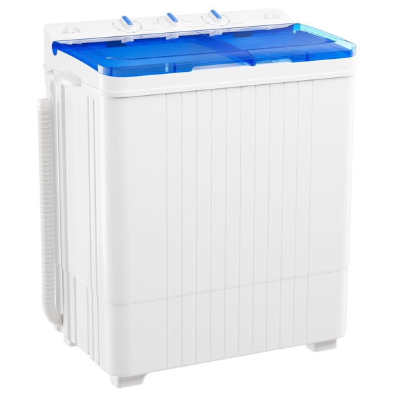 SOLAURA Portable Washing Machine, 26LBS Capacity, Twin Tub Mini Washer Machine with Longer Hose, Semi-Automatic Combo with 15lbs Washer & 11lbs Spinner for Apartments, RVs, and Dorms (Blue)