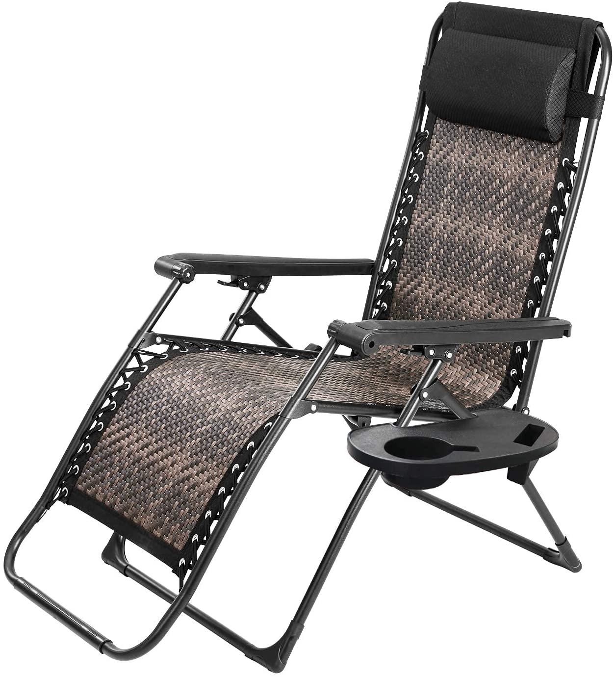 SOLAURA Zero Gravity Chair Outdoor Patio Adjustable Folding Wicker Recliner Lounge Chair - image 1 of 7