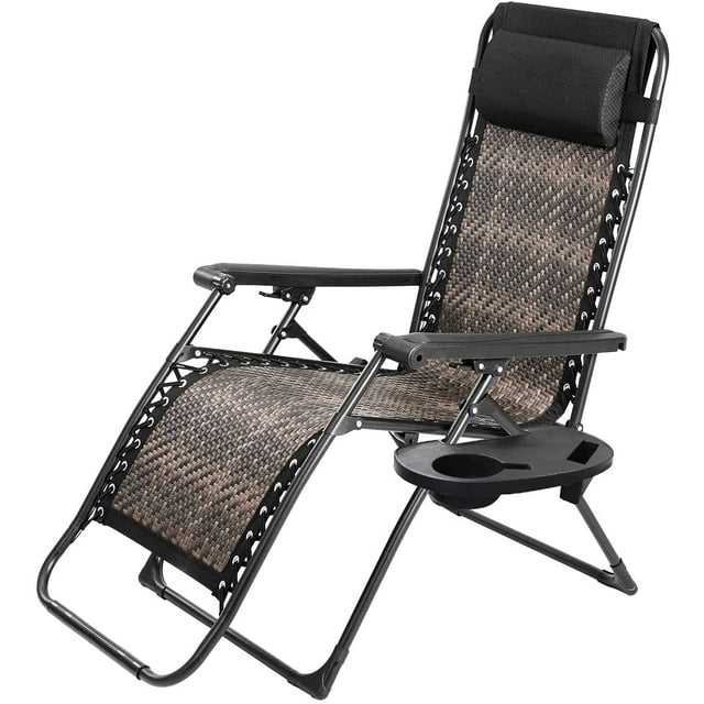 SOLAURA Zero Gravity Chair Outdoor Patio Adjustable Folding Wicker Recliner Lounge Chair