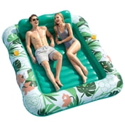SOLAVERO 87 63 Inflatable Tanning Pool Lounger Float, Extra Large 2-Person Water Tanning Bed with Cup Holder & Pillow