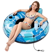 SOLAVERO Inflatable River Tubes for Floating Heavy Duty,River Floats for Adults with Backrests,Built-in Cooler,Cup Holders,Tubing Tubes for River,Lake