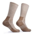 thumbnail image 1 of SOLAX Mens Merino Wool Hiking Socks Outdoor Full Cushion Warm Trail Crew Socks 2 Pairs (LG Brown46), 1 of 8