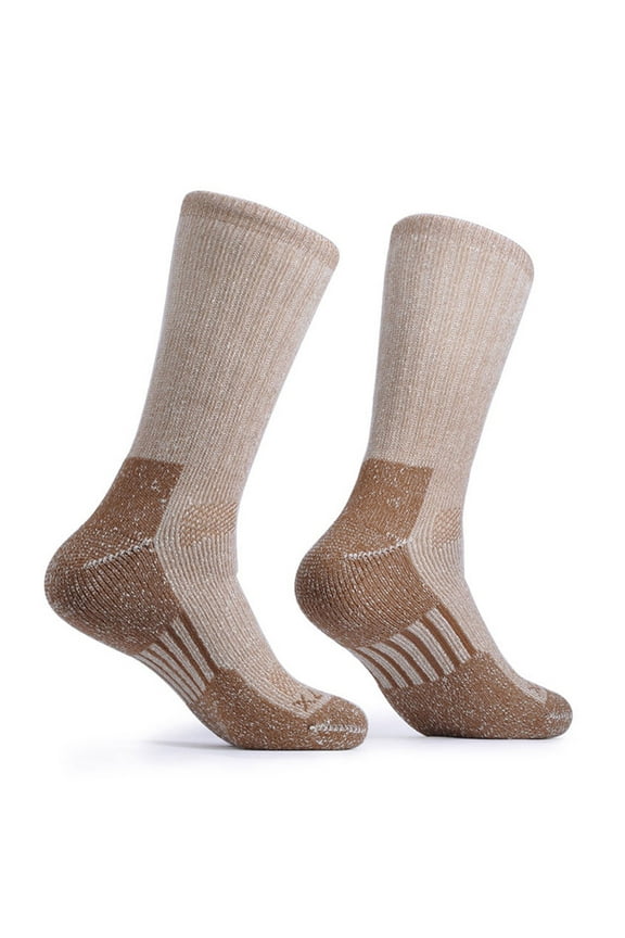 Mens Merino Wool Hiking Socks Outdoor Full Cushion Warm Trail Crew Socks 2 Pairs (LG Brown46)