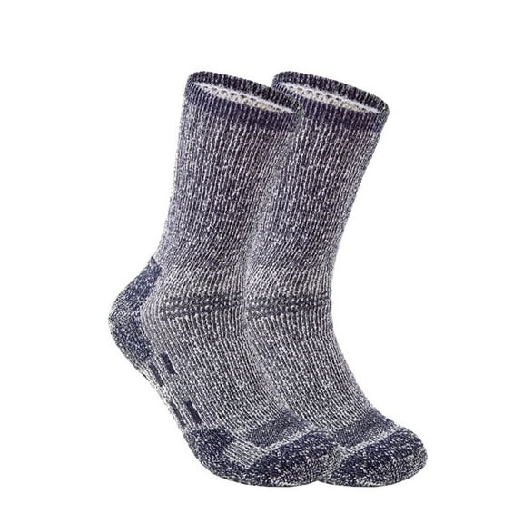 SOLAX Mens Merino Wool Hiking Socks Outdoor Full Cushion Warm Trail Crew Socks 2 Pairs (LG Navy183)