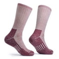 thumbnail image 1 of SOLAX Mens Merino Wool Hiking Socks Outdoor Full Cushion Warm Trail Crew Socks 2 Pairs (LG Wine48), 1 of 7