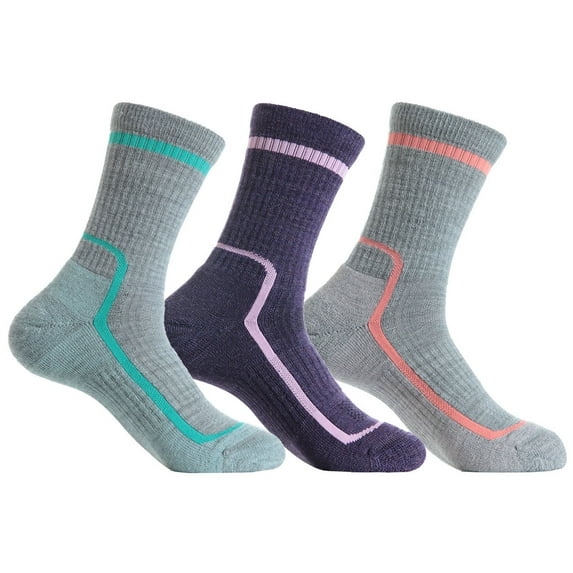 SOLAX Women's 72% Merino Wool Hiking Socks Outdoor Trail Trekking Cushioned Breathable Crew Socks 3 Pairs (MD Asst131)