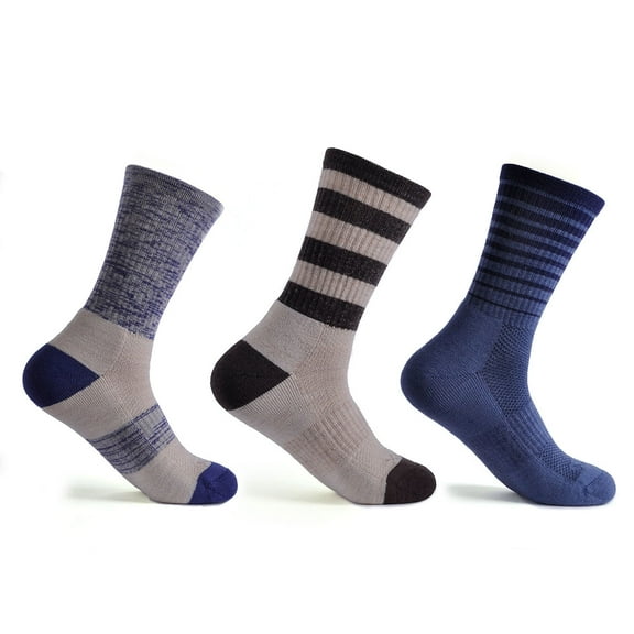 SOLAX Women's 72% Merino Wool Hiking Socks Outdoor Trail Trekking Cushioned Breathable Crew Socks 3 Pairs (MD Asst58)