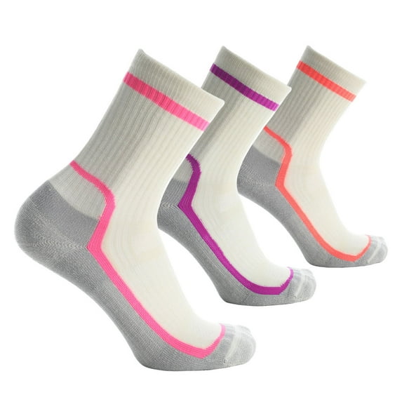 SOLAX Women's 72% Merino Wool Hiking Socks Outdoor Trail Trekking Cushioned Breathable Crew Socks 3 Pairs (MD White215)