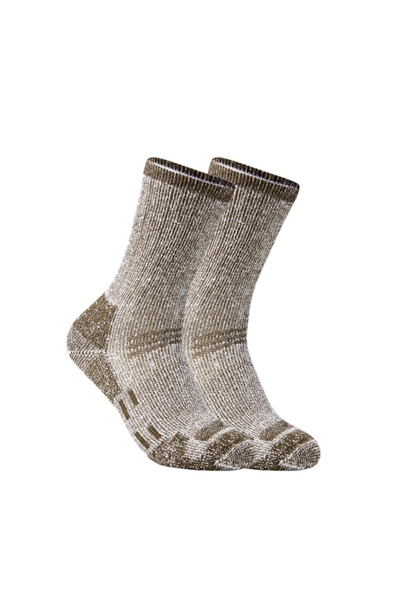 Womens Merino Wool Hiking Socks Outdoor Full Cushion Warm Trail Crew Socks 2 Pairs (MD Olive-Green185)