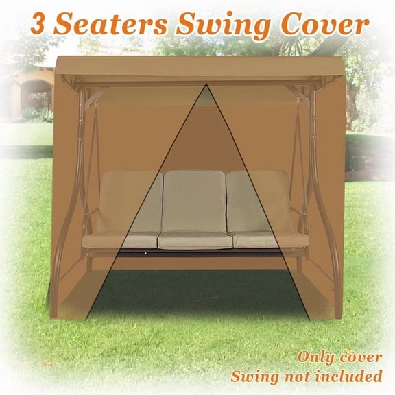 SOLAXO Outdoor Furniture set Patio Swing Cover 3-Seat Swing Hammock Canopy Protector, Tan