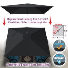 SOLAXO Replacement Umbrella Canopy for 8.2ft x 8.2 ft 8 ribs