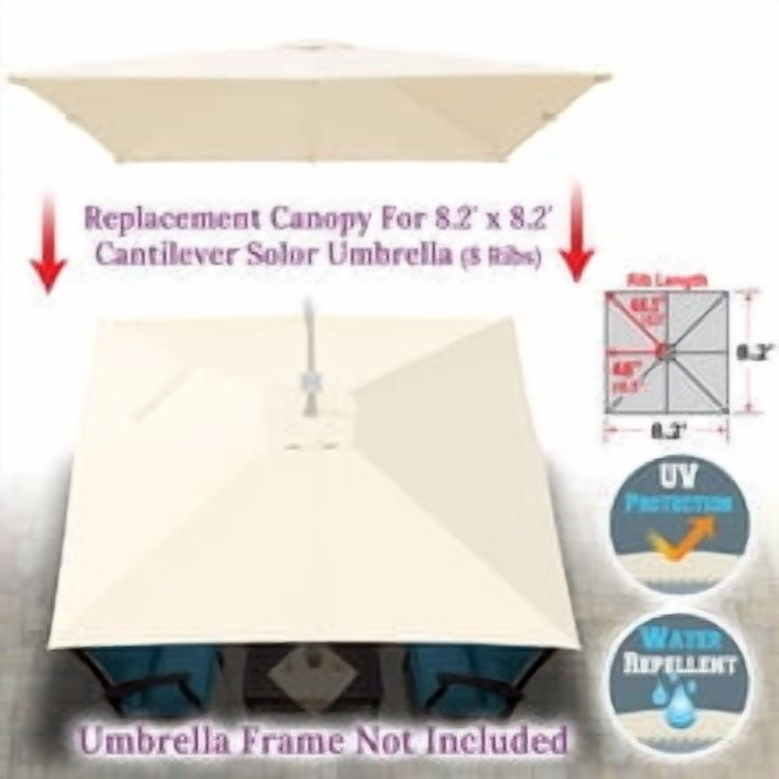 SOLAXO Replacement Umbrella Canopy for 8.2ft x 8.2 ft 8 ribs