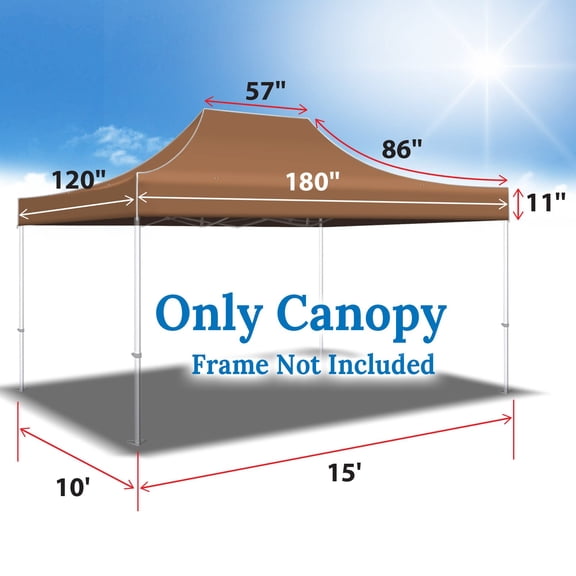 SOLAXO 10x15 Canopy Replacement Top Pop Up Canopy Top Cover Canopy Tent Replacement Top Gazebo Tent Cover (Brown)