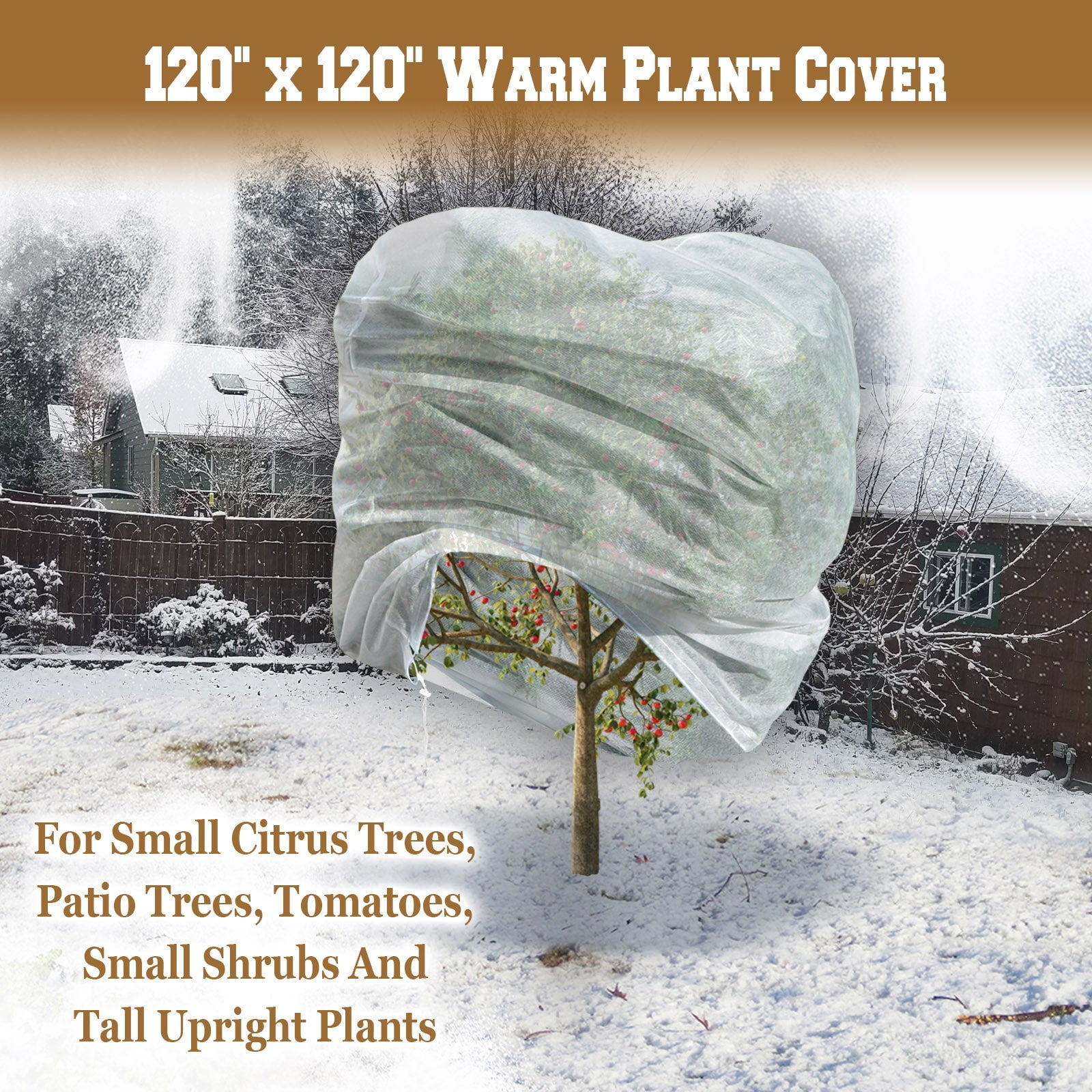 SOLAXO Warm Worth Plant Cover Tree/Shrub Cover Plant Protecting &Frost Protection Bag Multi-Size Plant Covers Freeze Frost Protection (120''x120'',1 Pack)