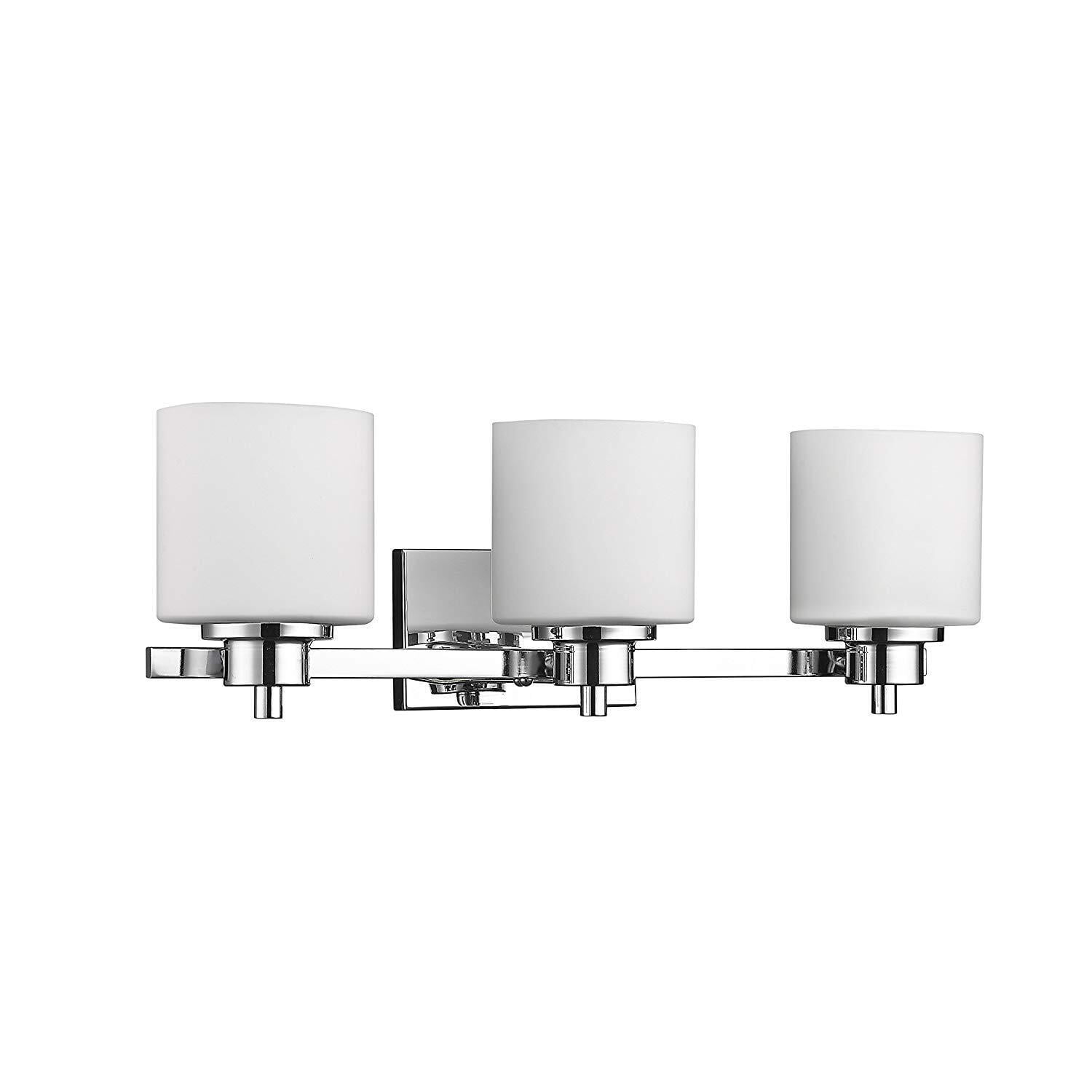 Solbi 24" Chrome 3-Light Bath Vanity Fixture with White Glass